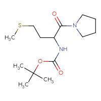 Chemical structure of tert-butyl N-[4-(methylsulfanyl)-1-oxo-1-(pyrrolidin-1-yl)butan-2-yl]carbamate - CSSB00994649489