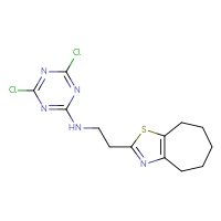 Chemical structure of 4,6-dichloro-N-(2-{4H,5H,6H,7H,8H-cyclohepta[d][1,3]thiazol-2-yl}ethyl)-1,3,5-triazin-2-amine - CSSB21332174276