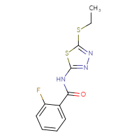 Chemical structure of N-[5-(ethylsulfanyl)-1,3,4-thiadiazol-2-yl]-2-fluorobenzamide - CSSB00027969268