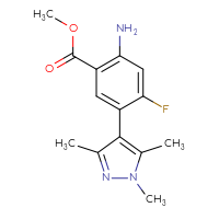 Chemical structure of methyl 2-amino-4-fluoro-5-(1,3,5-trimethyl-1H-pyrazol-4-yl)benzoate - CSSB06587265496