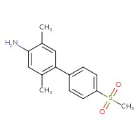 Chemical structure of 4'-methanesulfonyl-2,5-dimethyl-[1,1'-biphenyl]-4-amine - CSSB02231742028