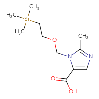 Chemical structure of 2-methyl-1-{[2-(trimethylsilyl)ethoxy]methyl}-1H-imidazole-5-carboxylic acid - CSSB06645079355