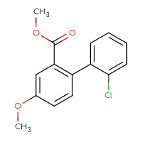 Chemical structure of methyl 2'-chloro-4-methoxy-[1,1'-biphenyl]-2-carboxylate - CSSB06589348396
