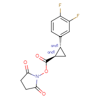Chemical structure of rac-2,5-dioxopyrrolidin-1-yl (1R,2R)-2-(3,4-difluorophenyl)cyclopropane-1-carboxylate - CSSB20270950133