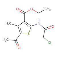 Chemical structure of ethyl 5-acetyl-2-(2-chloroacetamido)-4-methylthiophene-3-carboxylate - CSSB00000682289