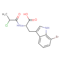 Chemical structure of (2S)-3-(7-bromo-1H-indol-3-yl)-2-(2-chloropropanamido)propanoic acid - CSSB21531607785