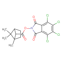 Chemical structure of 4,5,6,7-tetrachloro-1,3-dioxo-2,3-dihydro-1H-isoindol-2-yl 1,6,6-trimethylbicyclo[2.1.1]hexane-5-carboxylate - CSSB20269912879