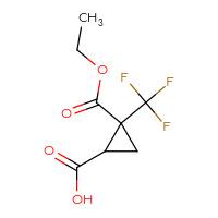 Chemical structure of 2-(ethoxycarbonyl)-2-(trifluoromethyl)cyclopropane-1-carboxylic acid - CSSB00135388215