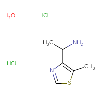 Chemical structure of 1-(5-methyl-1,3-thiazol-4-yl)ethan-1-amine hydrate dihydrochloride - CSSB00020603492