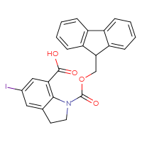 Chemical structure of 1-{[(9H-fluoren-9-yl)methoxy]carbonyl}-5-iodo-2,3-dihydro-1H-indole-7-carboxylic acid - CSSB20621793940