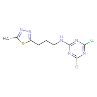 Chemical structure of 4,6-dichloro-N-[3-(5-methyl-1,3,4-thiadiazol-2-yl)propyl]-1,3,5-triazin-2-amine - CSSB02173246165