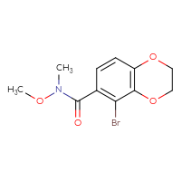 Chemical structure of 5-bromo-N-methoxy-N-methyl-2,3-dihydro-1,4-benzodioxine-6-carboxamide - CSSB21151590308
