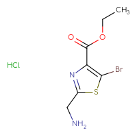 Chemical structure of ethyl 2-(aminomethyl)-5-bromo-1,3-thiazole-4-carboxylate hydrochloride - CSSB00116223901