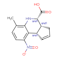 Chemical structure of rac-(3aR,4S,9bS)-6-methyl-9-nitro-3H,3aH,4H,5H,9bH-cyclopenta[c]quinoline-4-carboxylic acid - CSSB20620680232