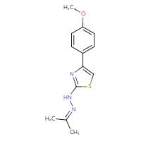Chemical structure of 4-(4-methoxyphenyl)-2-[2-(propan-2-ylidene)hydrazin-1-yl]-1,3-thiazole - CSSB00028229539