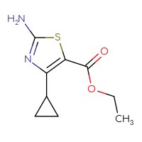 Chemical structure of ethyl 2-amino-4-cyclopropyl-1,3-thiazole-5-carboxylate - CSSB00012351477