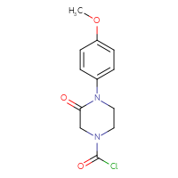 Chemical structure of 4-(4-methoxyphenyl)-3-oxopiperazine-1-carbonyl chloride - CSSB21224774251