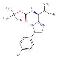 Chemical structure of tert-butyl N-[(1S)-1-[5-(4-bromophenyl)-1H-imidazol-2-yl]-2-methylpropyl]carbamate - CSSB14813040029