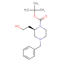 Chemical structure of tert-butyl (2R)-4-benzyl-2-(2-hydroxyethyl)piperazine-1-carboxylate - CSSB00016085053