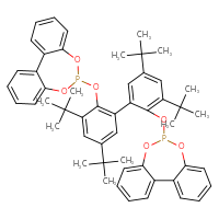 Chemical structure of 9-[(3,3',5,5'-tetra-tert-butyl-2'-{8,10-dioxa-9-phosphatricyclo[9.4.0.0²,⁷]pentadeca-1(15),2,4,6,11,13-hexaen-9-yloxy}-[1,1'-biphenyl]-2-yl)oxy]-8,10-dioxa-9-phosphatricyclo[9.4.0.0²,⁷]pentadeca-1(15),2,4,6,11,13-hexaene - CSSB03619048052