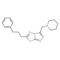 Chemical structure of 1-{[6-(3-phenylpropyl)-[1,2,4]triazolo[3,4-b][1,3,4]thiadiazol-3-yl]methyl}piperidine - CSSB00121608365