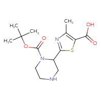 Chemical structure of 2-{1-[(tert-butoxy)carbonyl]piperazin-2-yl}-4-methyl-1,3-thiazole-5-carboxylic acid - CSSB00150709560