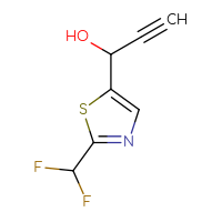 Chemical structure of 1-[2-(difluoromethyl)-1,3-thiazol-5-yl]prop-2-yn-1-ol - CSSB03551845679