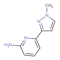 Chemical structure of 6-(1-methyl-1H-pyrazol-3-yl)pyridin-2-amine - CSSB00013954129