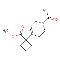 Chemical structure of methyl 1-(1-acetyl-1,2,3,6-tetrahydropyridin-4-yl)cyclobutane-1-carboxylate - CSSB01095734600