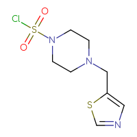 Chemical structure of 4-[(1,3-thiazol-5-yl)methyl]piperazine-1-sulfonyl chloride - CSSB14959847682