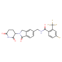 Chemical structure of N-{[2-(2,6-dioxopiperidin-3-yl)-1-oxo-2,3-dihydro-1H-isoindol-5-yl]methyl}-4-fluoro-2-(trifluoromethyl)benzamide - CSSB06670346696