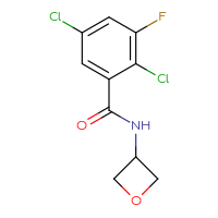Chemical structure of 2,5-dichloro-3-fluoro-N-(oxetan-3-yl)benzamide - CSSB06473819150
