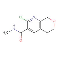 Chemical structure of 2-chloro-N-methyl-5H,6H,8H-pyrano[3,4-b]pyridine-3-carboxamide - CSSB01150689628