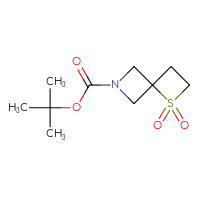 Chemical structure of tert-butyl 1,1-dioxo-1λ⁶-thia-6-azaspiro[3.3]heptane-6-carboxylate - CSSB00010073721