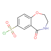 Chemical structure of 5-oxo-2,3,4,5-tetrahydro-1,4-benzoxazepine-7-sulfonyl chloride - CSSB00000697941