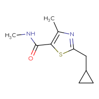 Chemical structure of 2-(cyclopropylmethyl)-N,4-dimethyl-1,3-thiazole-5-carboxamide - CSSB01991355641
