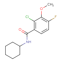 Chemical structure of 2-chloro-N-cyclohexyl-4-fluoro-3-methoxybenzamide - CSSB06630655591