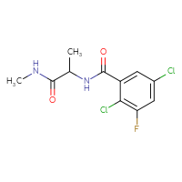 Chemical structure of 2-[(2,5-dichloro-3-fluorophenyl)formamido]-N-methylpropanamide - CSSB06498525679
