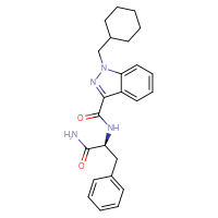 Chemical structure of (2S)-2-{[1-(cyclohexylmethyl)-1H-indazol-3-yl]formamido}-3-phenylpropanamide - CSSB00159240501