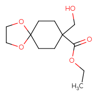 Chemical structure of ethyl 8-(hydroxymethyl)-1,4-dioxaspiro[4.5]decane-8-carboxylate - CSSB00020633289