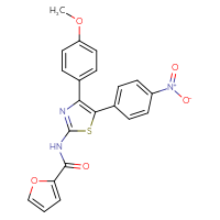 Chemical structure of N-[4-(4-methoxyphenyl)-5-(4-nitrophenyl)-1,3-thiazol-2-yl]furan-2-carboxamide - CSSB00159999206