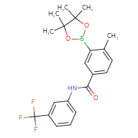 Chemical structure of 4-methyl-3-(4,4,5,5-tetramethyl-1,3,2-dioxaborolan-2-yl)-N-[3-(trifluoromethyl)phenyl]benzamide - CSSB00103147374