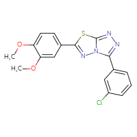 Chemical structure of 3-(3-chlorophenyl)-6-(3,4-dimethoxyphenyl)-[1,2,4]triazolo[3,4-b][1,3,4]thiadiazole - CSSB00121637838