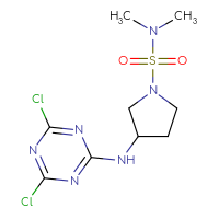 Chemical structure of 3-[(4,6-dichloro-1,3,5-triazin-2-yl)amino]-N,N-dimethylpyrrolidine-1-sulfonamide - CSSB21332060703