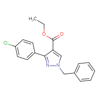 Chemical structure of ethyl 1-benzyl-3-(4-chlorophenyl)-1H-pyrazole-4-carboxylate - CSSB01402449584