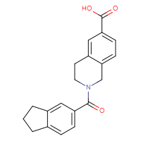 Chemical structure of 2-(2,3-dihydro-1H-indene-5-carbonyl)-1,2,3,4-tetrahydroisoquinoline-6-carboxylic acid - CSSB00161115322