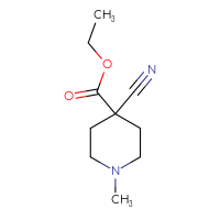 Chemical structure of ethyl 4-cyano-1-methylpiperidine-4-carboxylate - CSSB02496044168