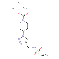Chemical structure of tert-butyl 4-[4-(ethenesulfonamidomethyl)-1H-1,2,3-triazol-1-yl]piperidine-1-carboxylate - CSSB21332103252