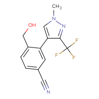 Chemical structure of 4-(hydroxymethyl)-3-[1-methyl-3-(trifluoromethyl)-1H-pyrazol-4-yl]benzonitrile - CSSB01888676158