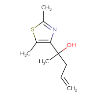 Chemical structure of 2-(2,5-dimethyl-1,3-thiazol-4-yl)pent-4-en-2-ol - CSSB06601789654